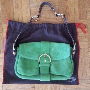 Authentic Coach Suede bag- Kelly green
